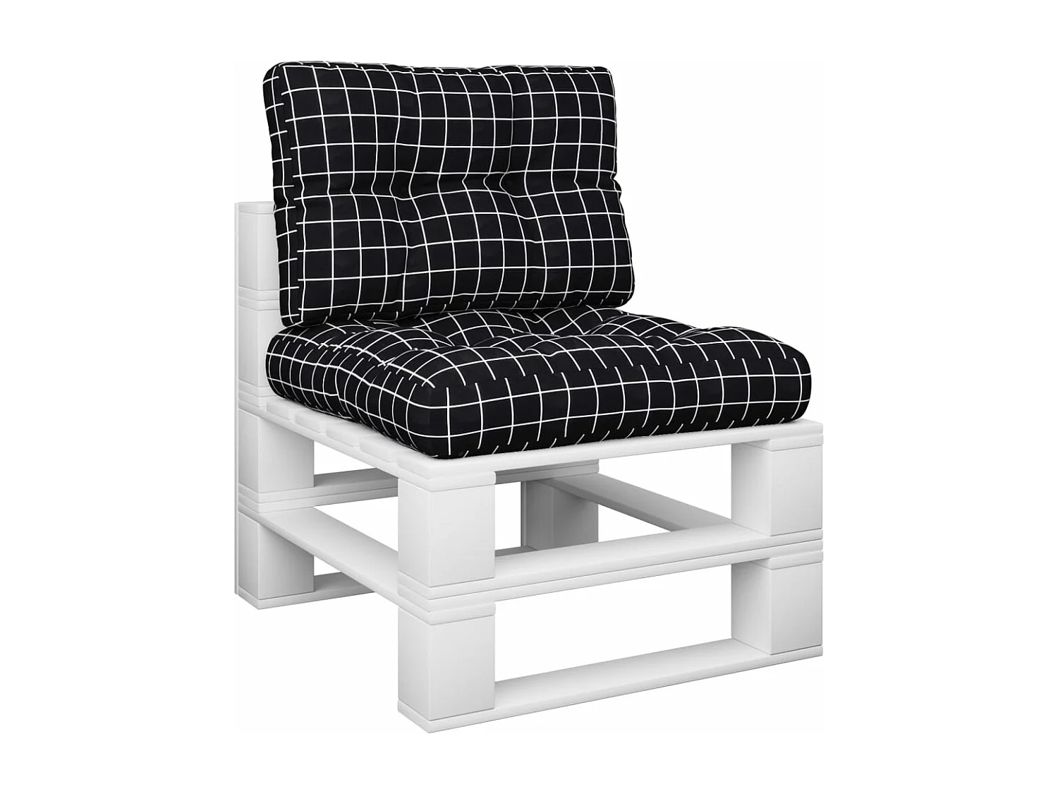 Almofadões para paletes 2 pcs tecido xadrez preto