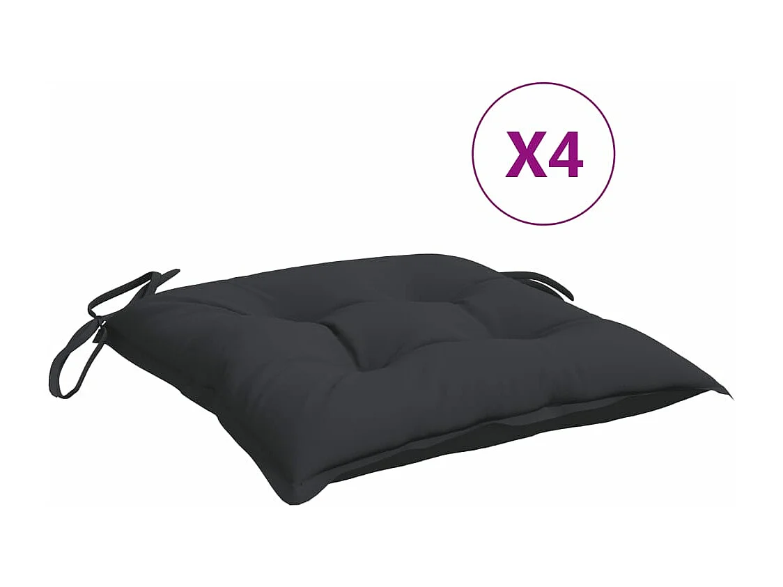 Coussins de palette lot de 4 noir 50x50x7 cm tissu oxford