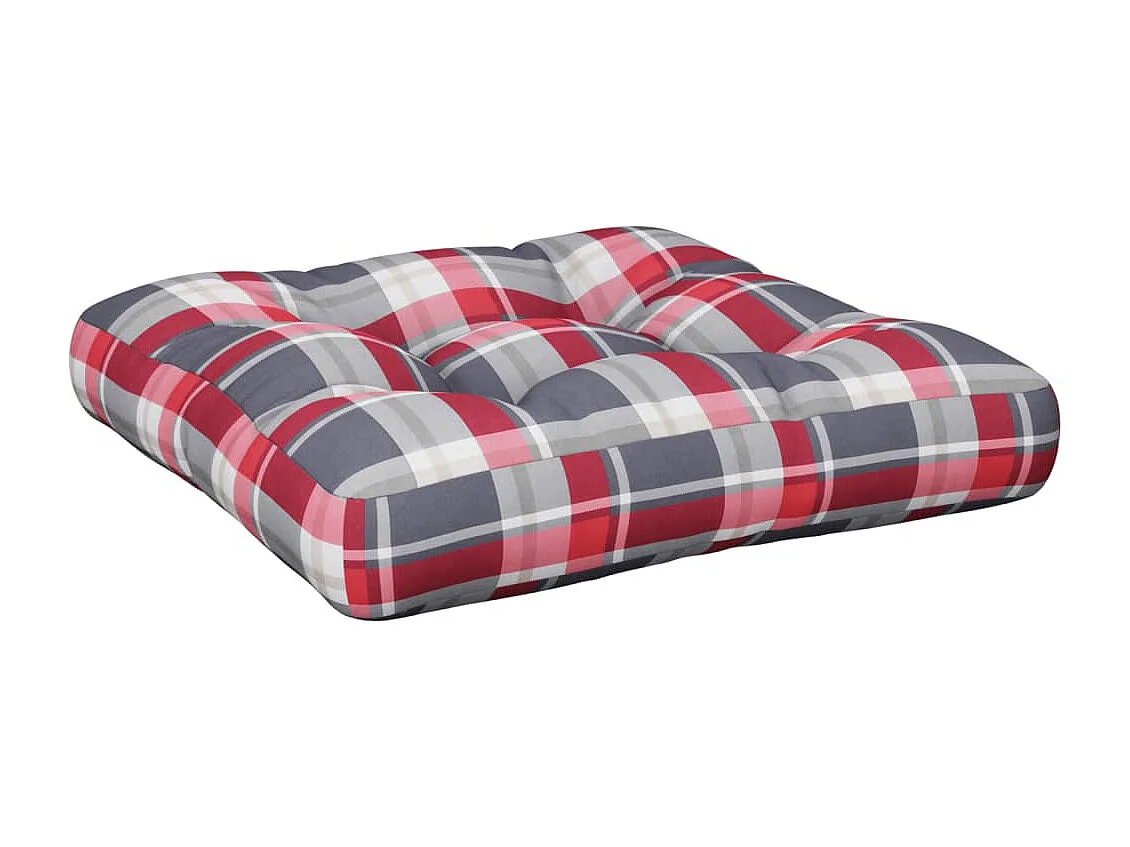 Coussin de palette motif à carreaux rouge tissu