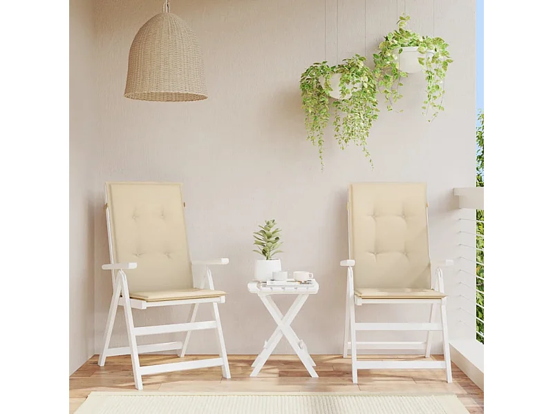 Tuinstoelkussens 2 st hoge rug 120x50x3 cm stof beige