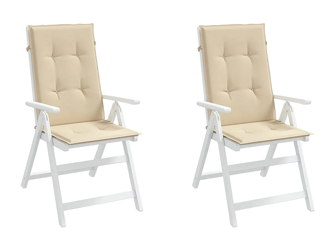 Coussins de chaise de jardin dossier haut lot de 2 beige tissu