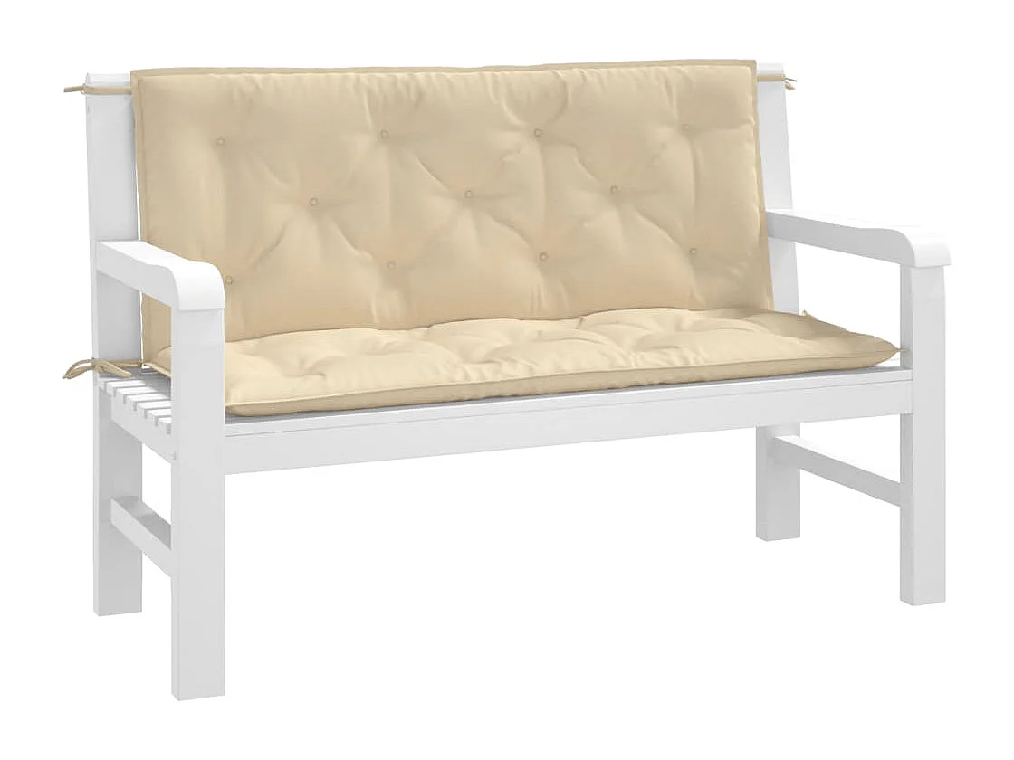 Coussins de banc jardin lot de 2 beige 120x50x7 cm tissu Oxford