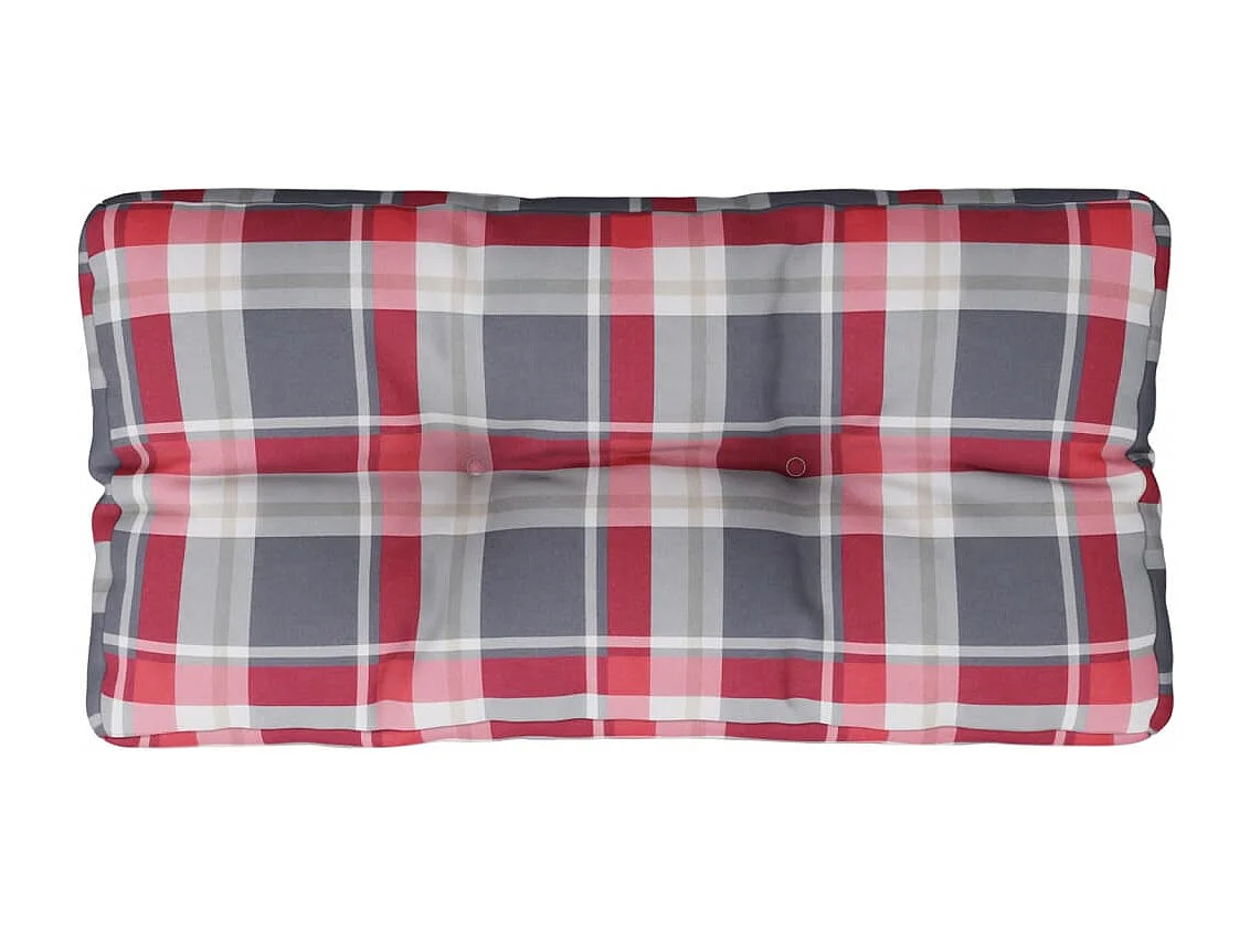 Coussin de palette motif à carreaux rouge 80x40x12 cm tissu