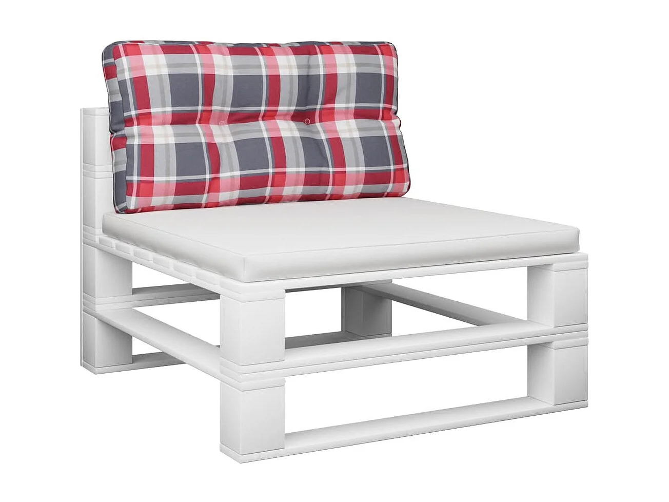 Coussin de palette motif à carreaux rouge 80x40x12 cm tissu