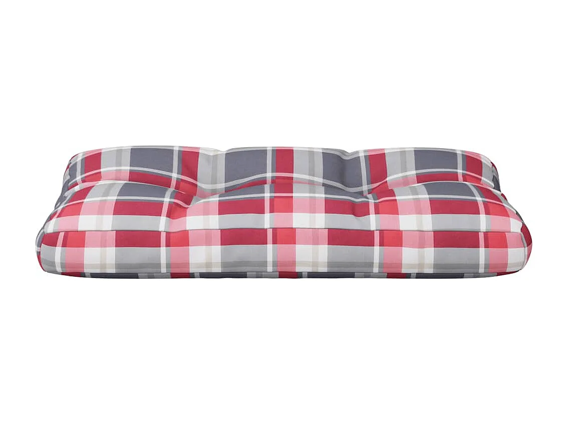 Coussin de palette motif à carreaux rouge 80x40x12 cm tissu