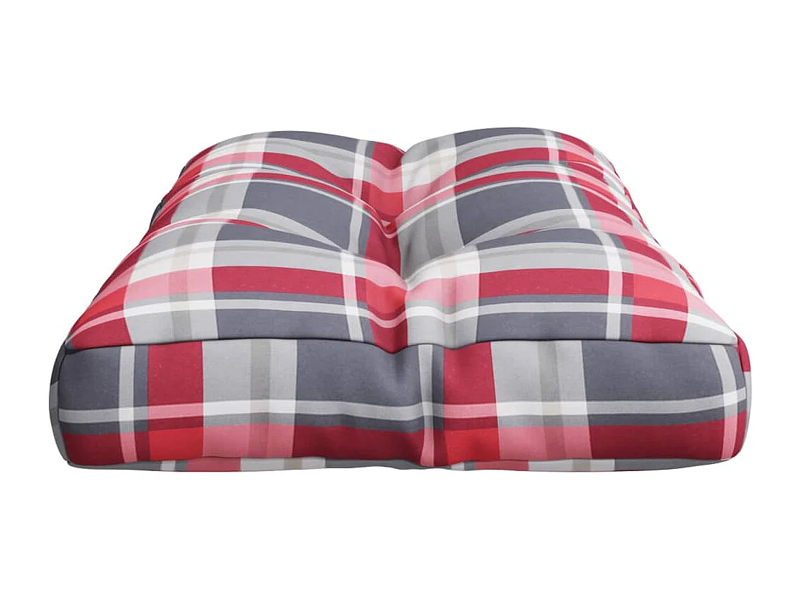 Coussin de palette motif à carreaux rouge 80x40x12 cm tissu