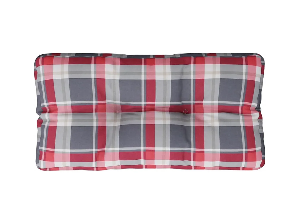 Coussin de palette motif à carreaux rouge 80x40x12 cm tissu