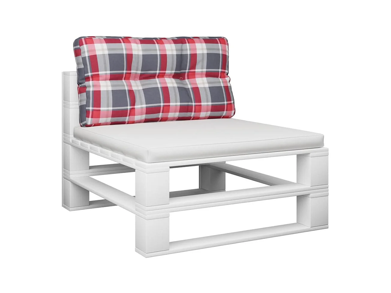 Coussin de palette motif à carreaux rouge 80x40x12 cm tissu