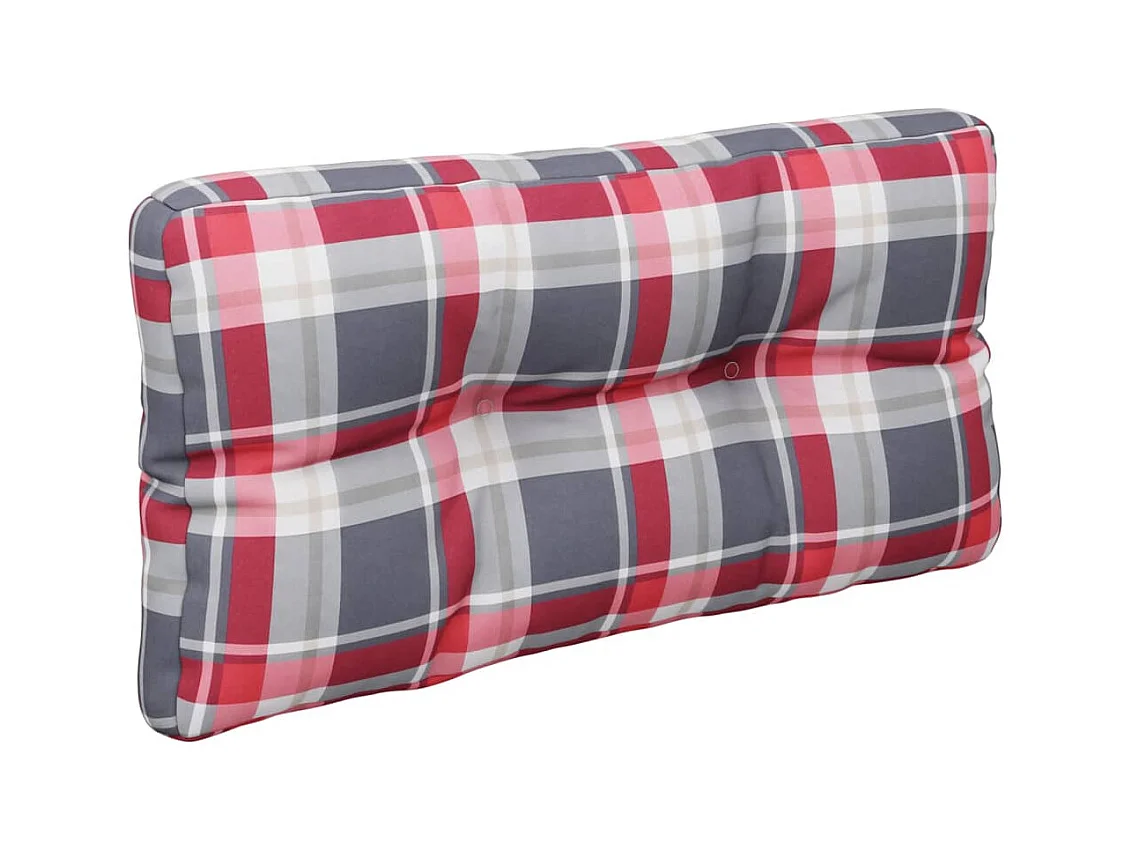 Coussin de palette motif à carreaux rouge 80x40x12 cm tissu