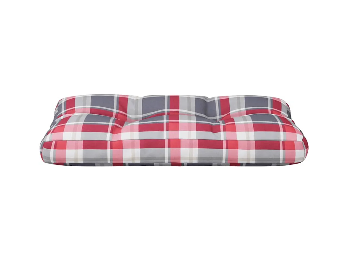 Coussin de palette motif à carreaux rouge 80x40x12 cm tissu