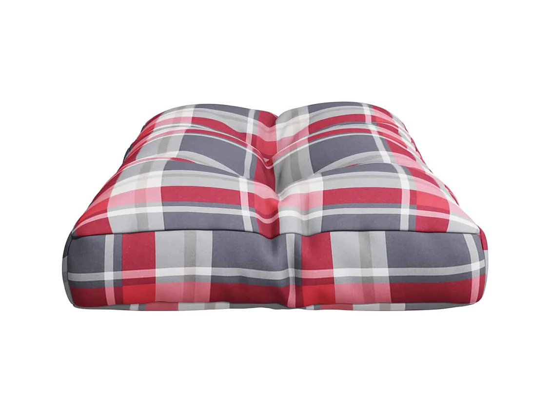 Coussin de palette motif à carreaux rouge 80x40x12 cm tissu