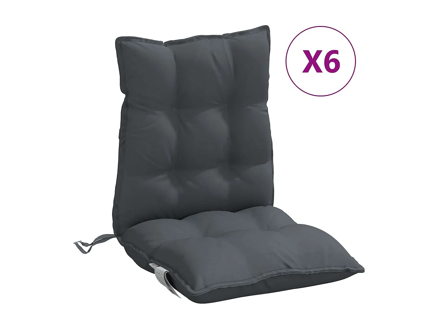 Coussins de chaise à dossier bas lot de 6 anthracite