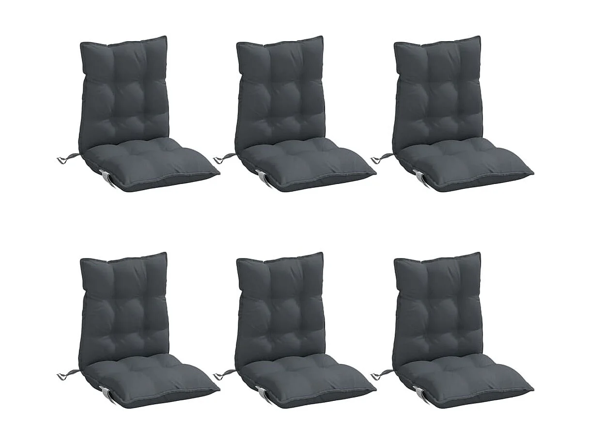 Coussins de chaise à dossier bas lot de 6 anthracite