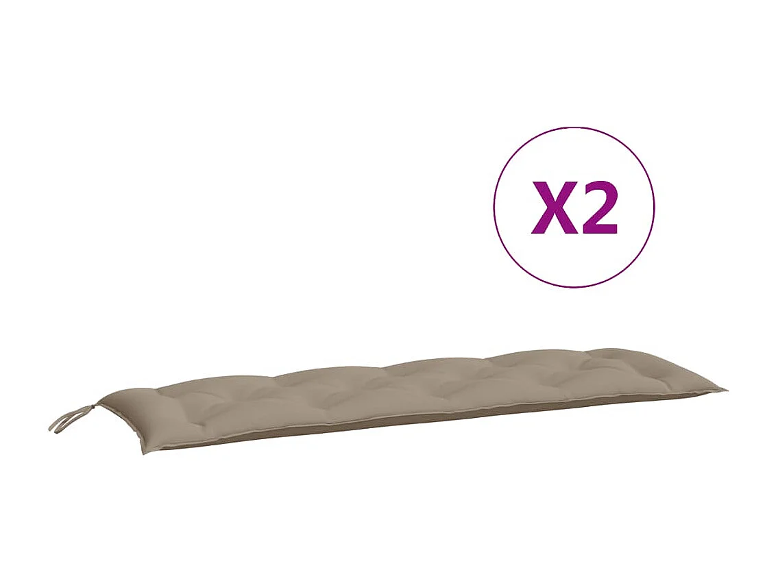 Coussins de banc jardin lot de 2 taupe 150x50x7 cm tissu Oxford
