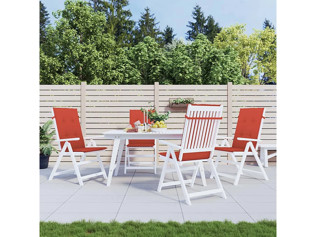 Almofadões cadeiras altas 4 pcs mesclado tecido vermelho