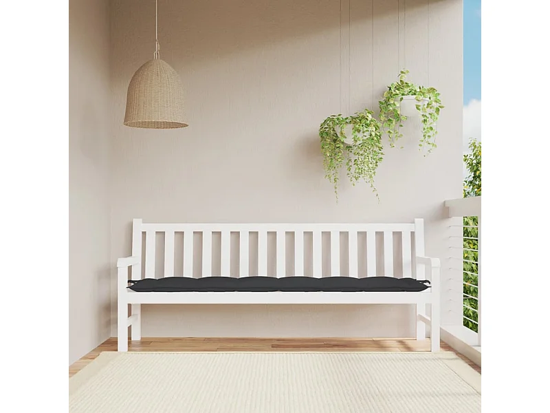 Cuscino per Panca Nero 200x50x7 cm in Tessuto Oxford