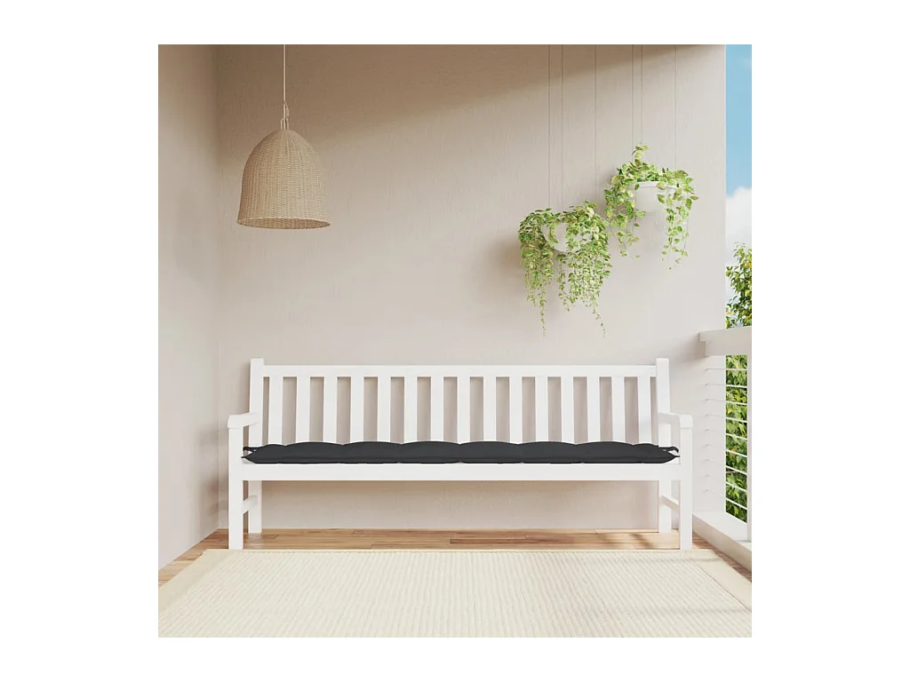 Cuscino per Panca Nero 200x50x7 cm in Tessuto Oxford