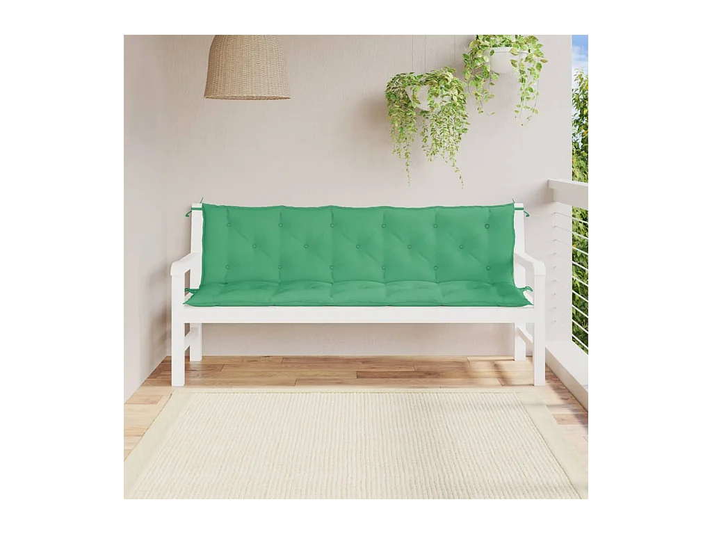 Coussins de banc jardin lot de 2 vert 180x50x7 cm tissu Oxford
