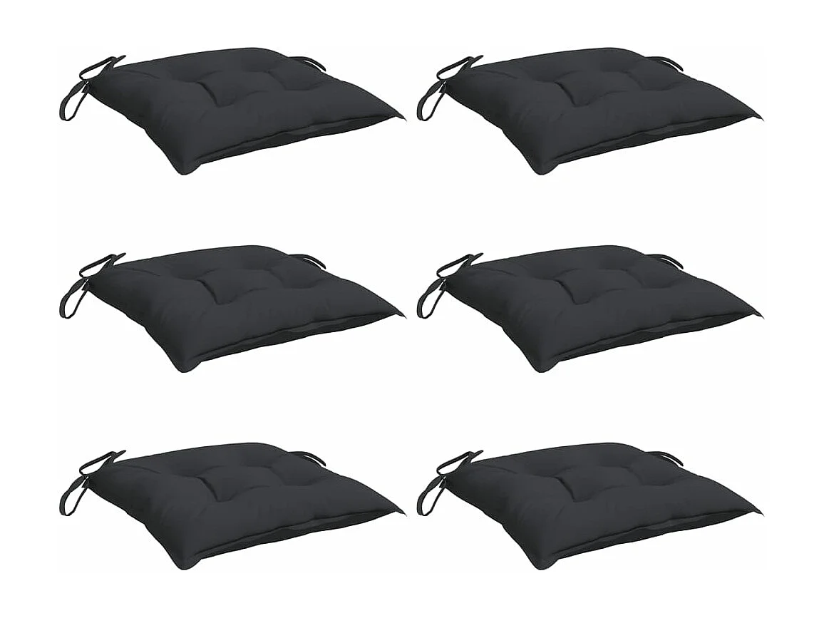 Almofadões de cadeira 6 pcs 40x40x7 cm tecido oxford preto