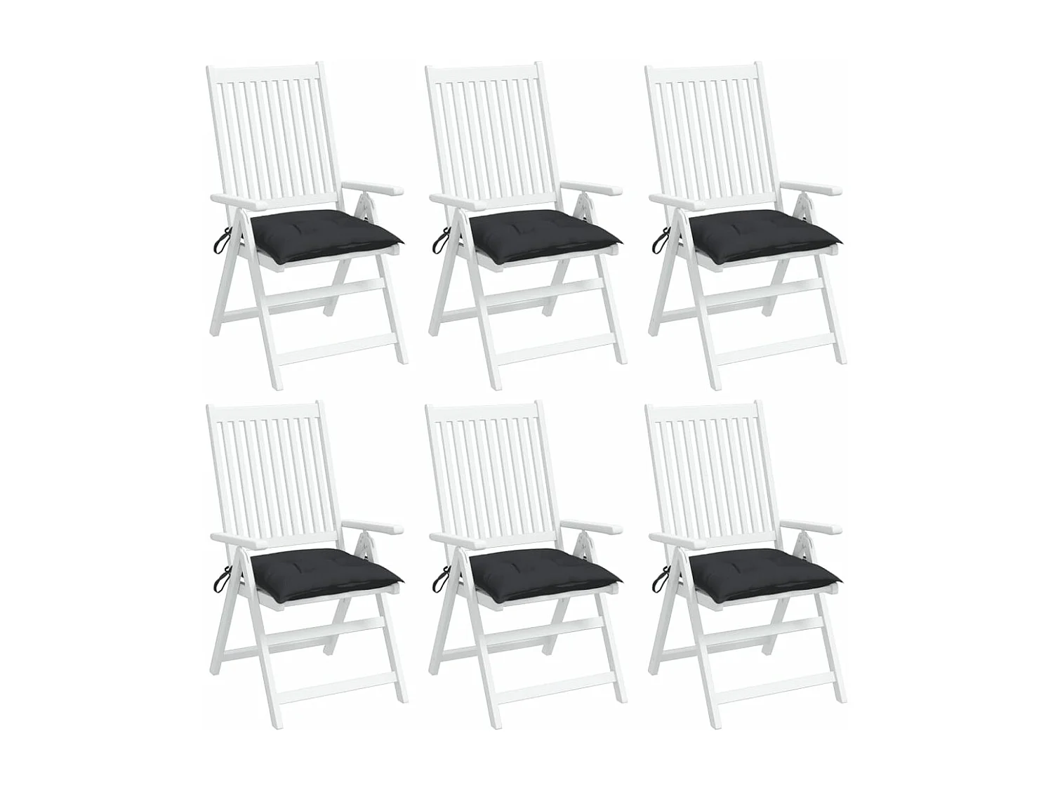 Coussins de chaise lot de 6 noir 40x40x7 cm tissu oxford