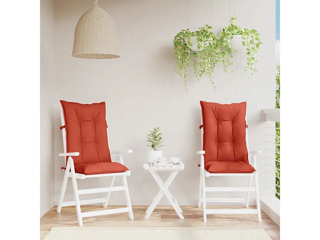 Coussins de chaise à dossier haut lot de 2 rouge mélangé tissu