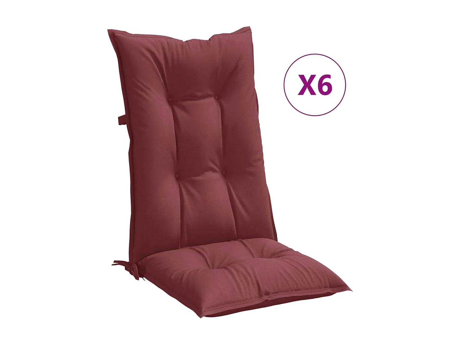 Cojines para silla respaldo alto 6 uds tela rojo tinto melange