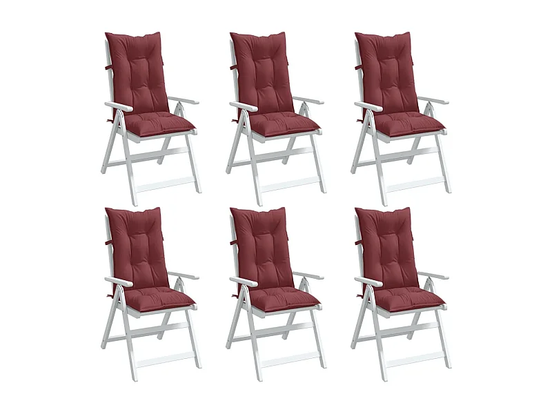 Cojines para silla respaldo alto 6 uds tela rojo tinto melange