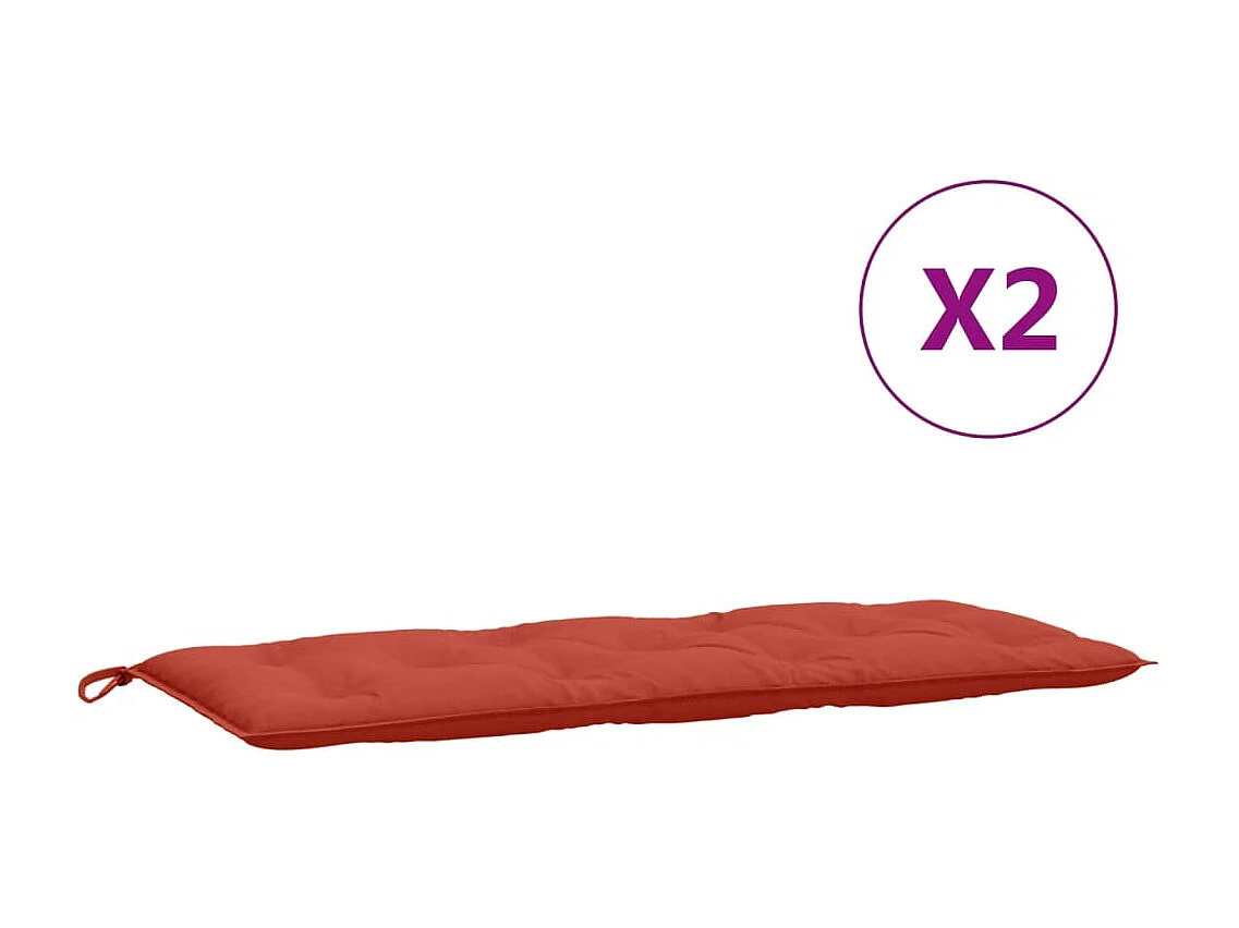 Cuscini Panca Giardino 2pz Rosso Mélange 120x50x7 cm Tessuto