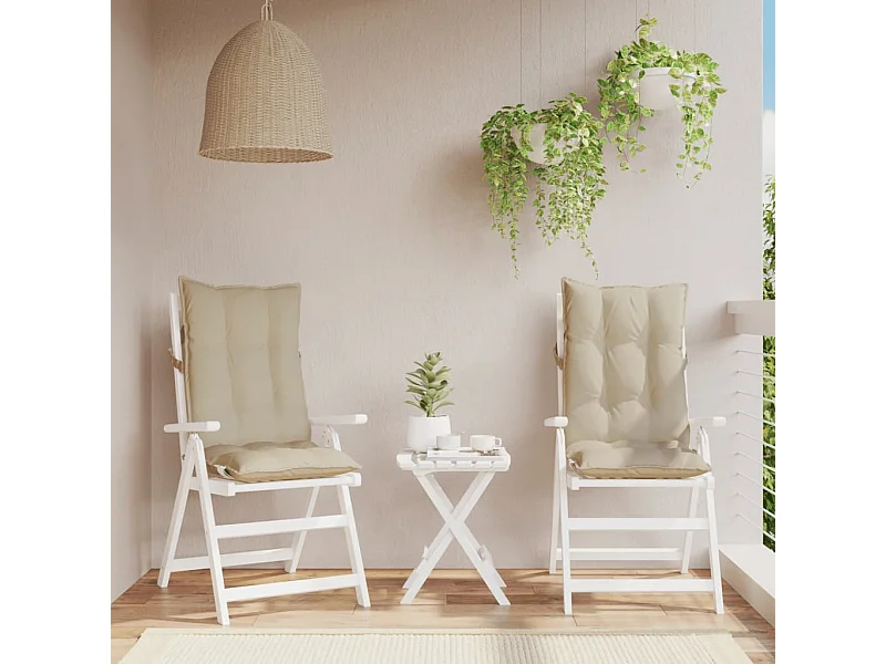 Coussins de chaise à dossier haut lot de 2 beige tissu oxford