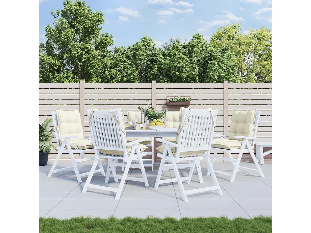 Niedriglehner-Auflagen 6 Stk. Creme Oxford-Gewebe