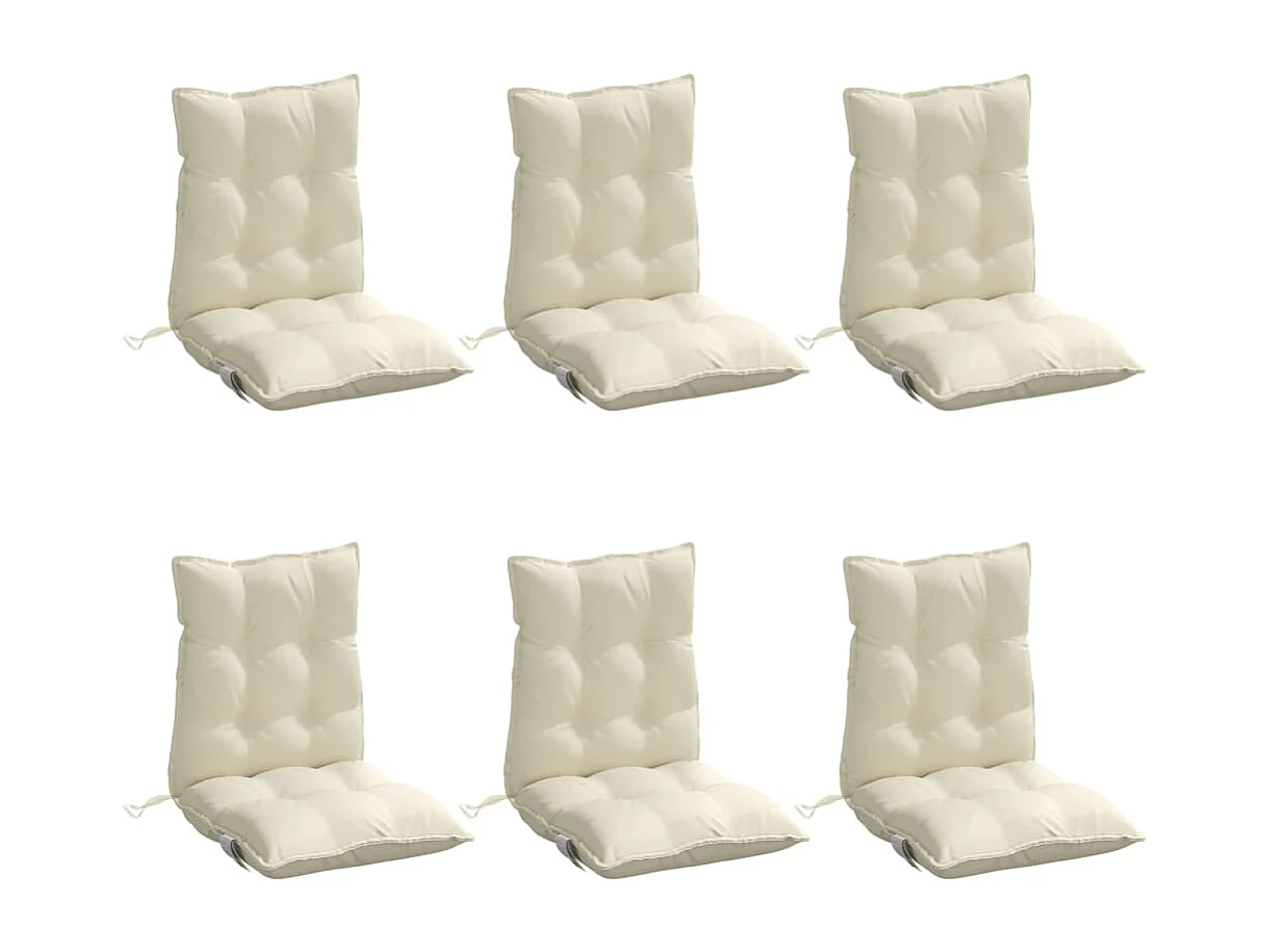 Niedriglehner-Auflagen 6 Stk. Creme Oxford-Gewebe