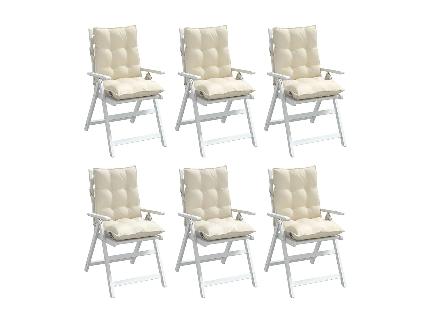 Niedriglehner-Auflagen 6 Stk. Creme Oxford-Gewebe