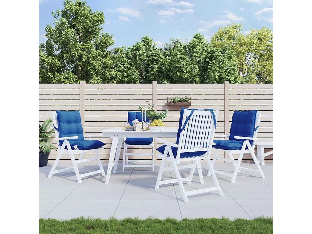 Cuscini Sedia con Schienale Basso 4 pz Blu Reale Tessuto Oxford