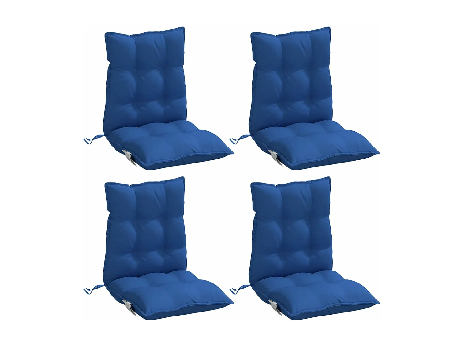 Cuscini Sedia con Schienale Basso 4 pz Blu Reale Tessuto Oxford