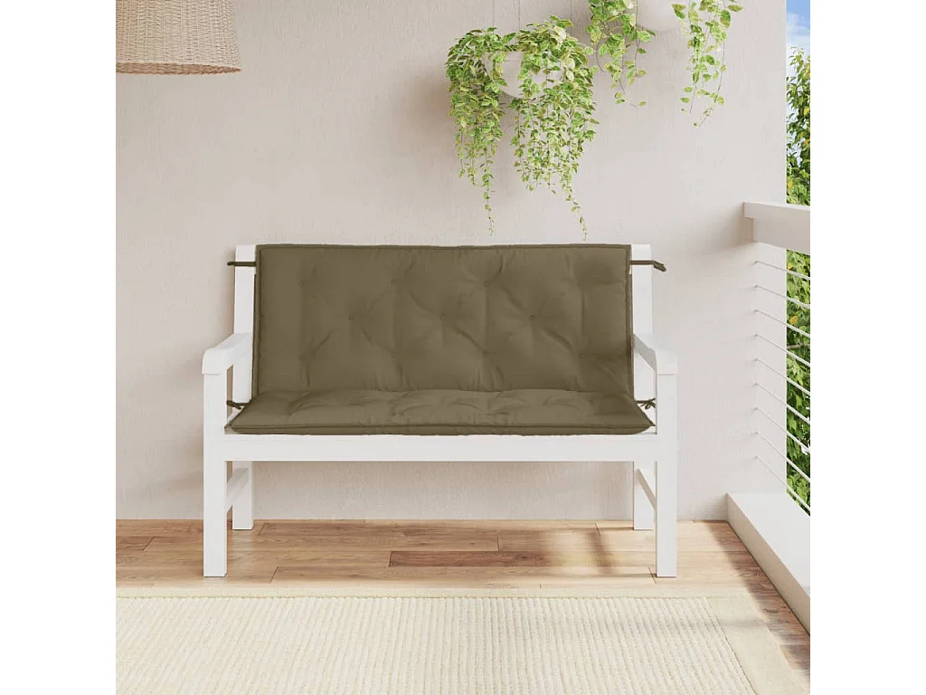 Cojines banco jardín 2 uds tela gris taupe melange 120x50x7 cm