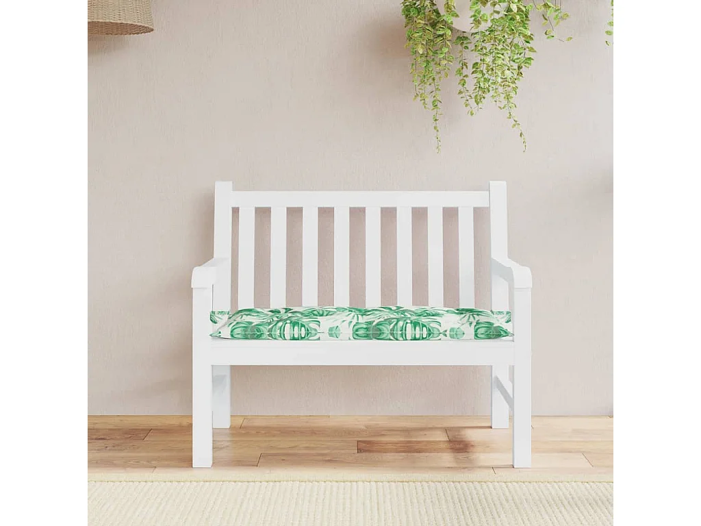 Coussin de banc de jardin motif de feuilles 100x50x7 cm