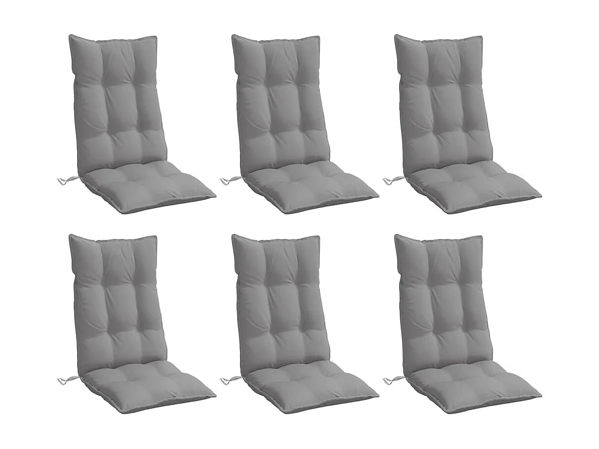 Coussins de chaise à dossier haut lot de 6 gris tissu oxford