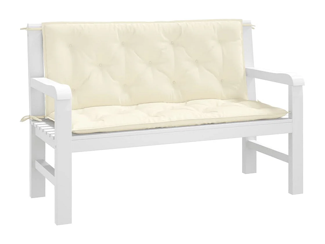 Cojines de banco de jardín 2 uds blanco crema 120x50x7 cm