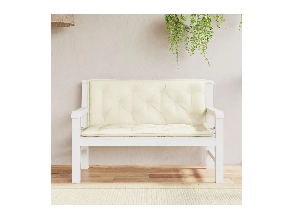 Cuscini Panca Giardino 2pz Bianco Crema 120x50x7 Tessuto Oxford