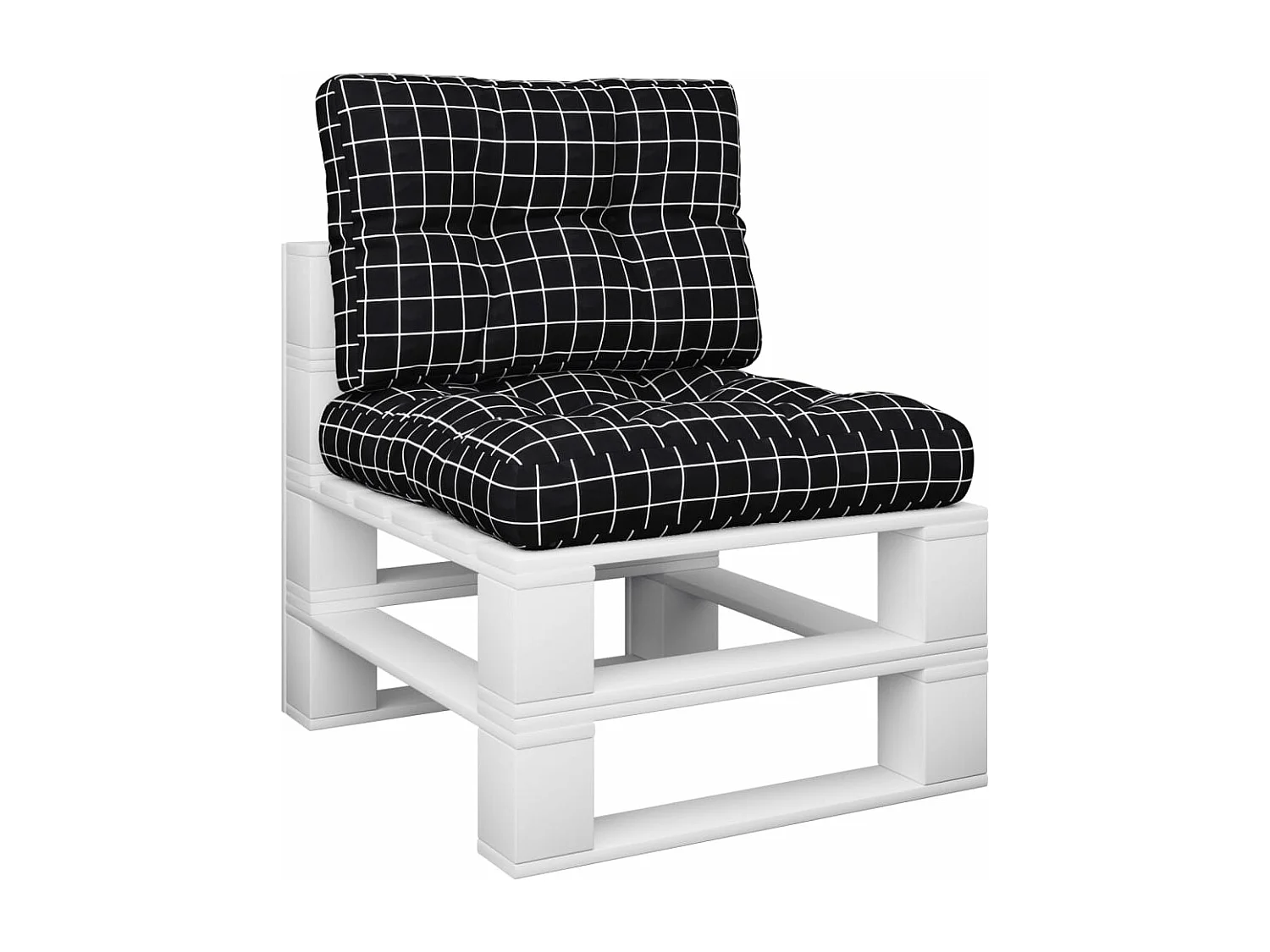 Cuscini per Pallet 2 pz Neri Motivo a Quadri Tessuto