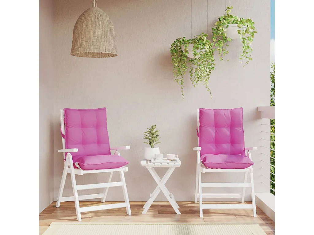 Cuscini per Sedia Schienale Basso 2 pz Rosa in Tessuto Oxford