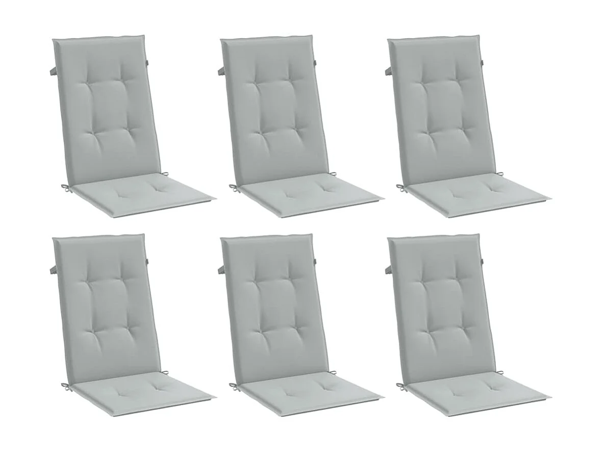 Cojines para silla respaldo alto 6 uds tela gris claro melange