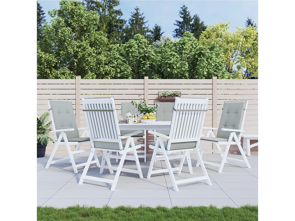 Cojines para silla respaldo alto 6 uds tela gris claro melange