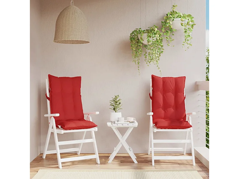 Cuscini per Sedia con Schienale Alto 2 pz Rosso Tessuto Oxford
