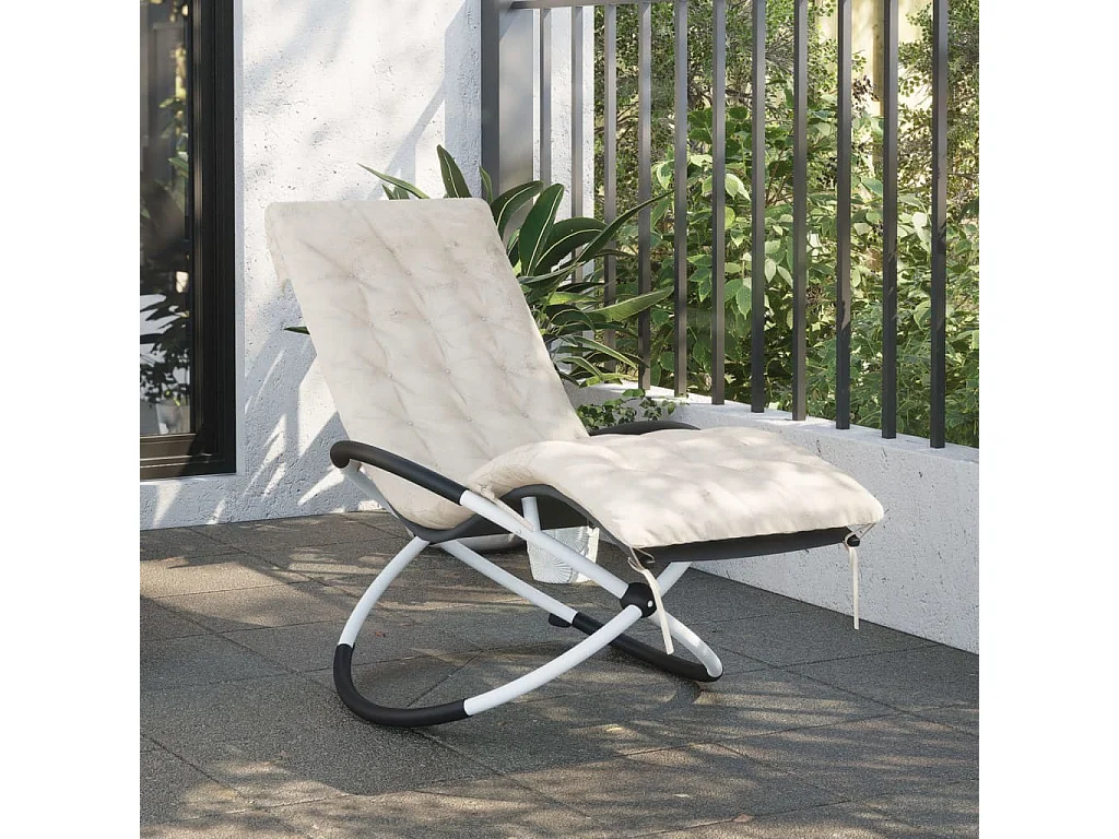 Coussin de chaise longue crème 160x50x10 cm similicuir daim