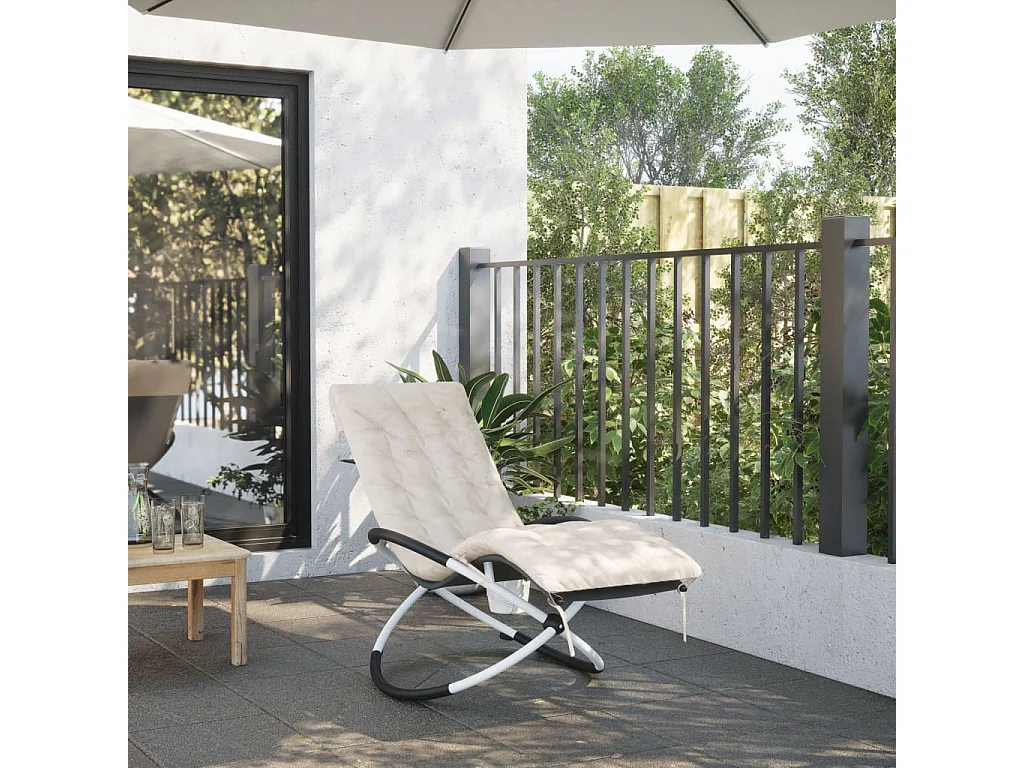 Coussin de chaise longue crème 160x50x10 cm similicuir daim