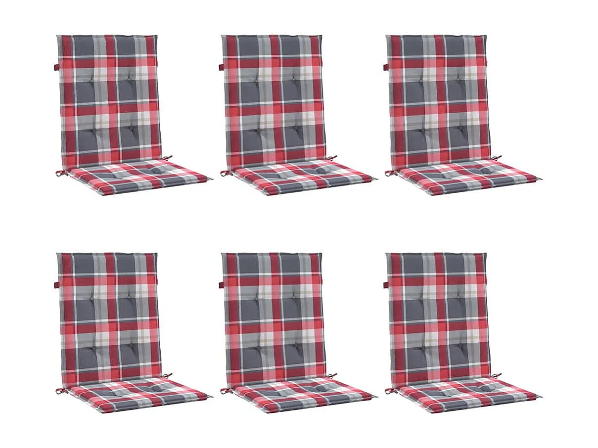 Cuscini per Sedia 6 pz a Quadri Rossi 100x50x3cm Tessuto Oxford