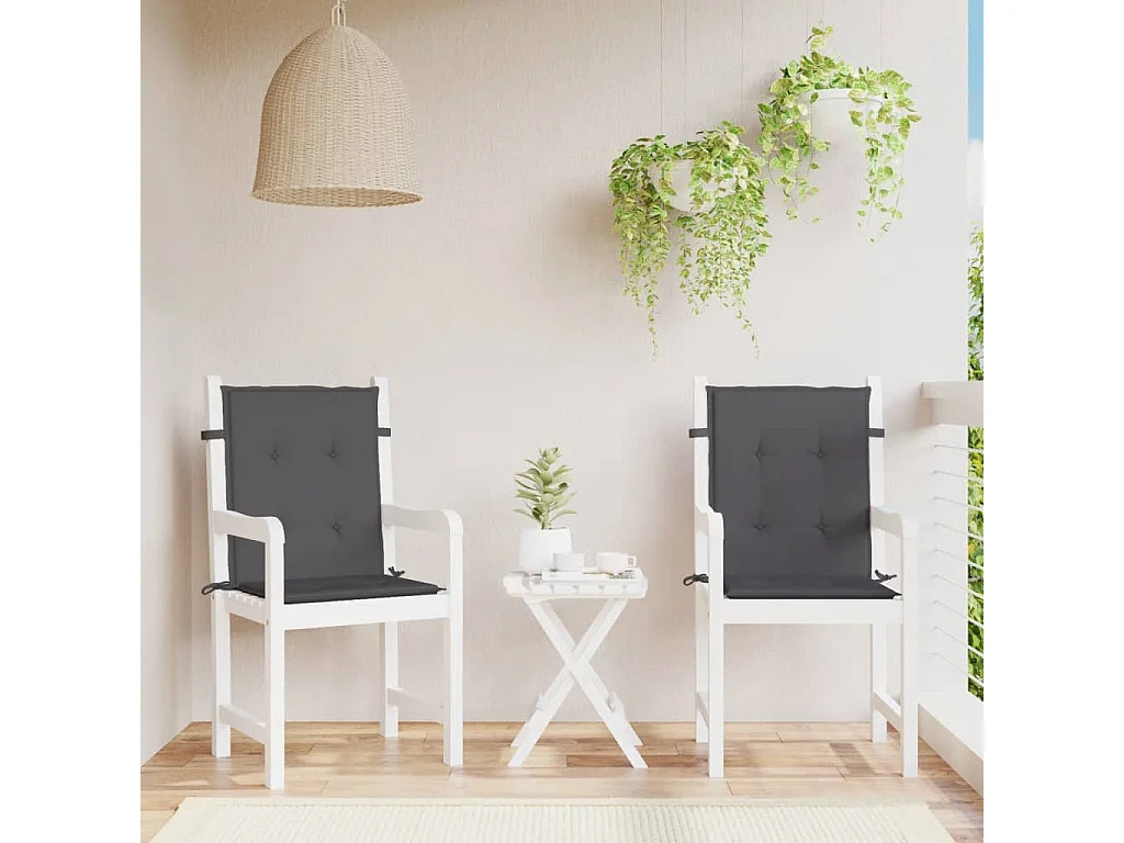 Coussins de chaise de jardin à dossier bas lot de 2 anthracite