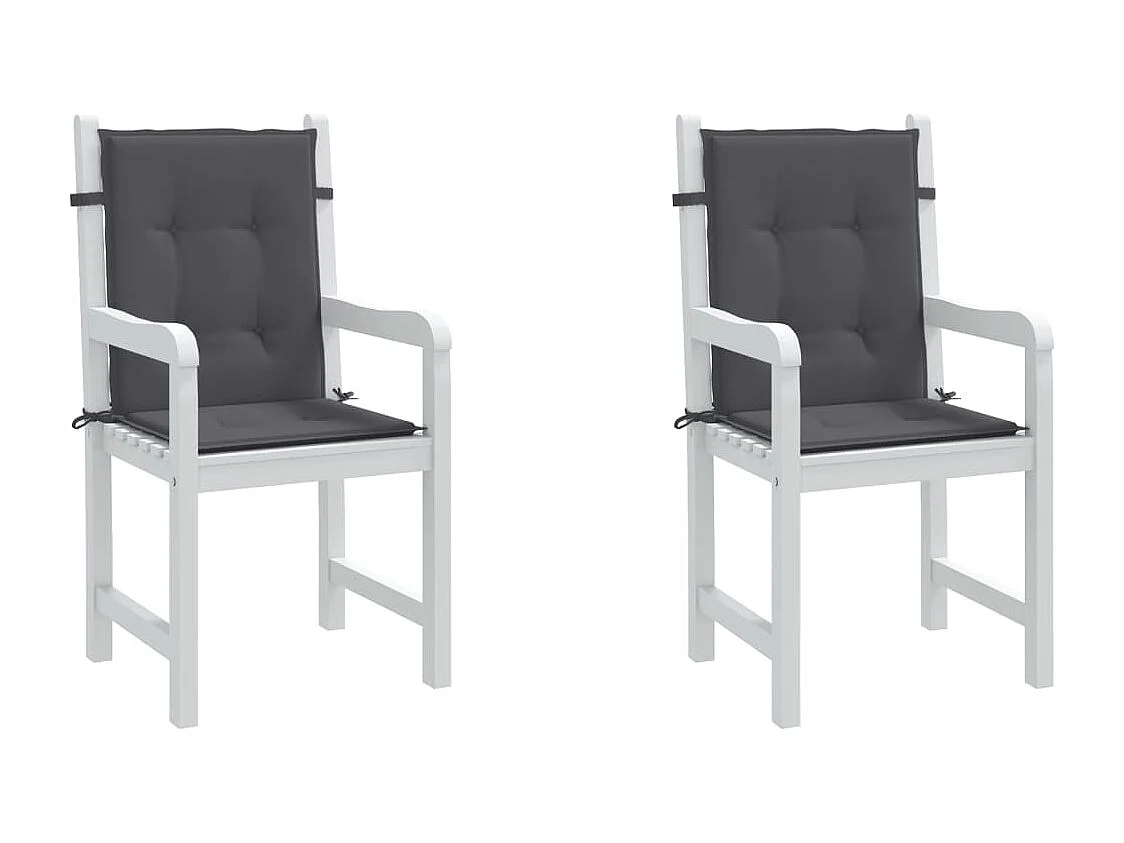 Coussins de chaise de jardin à dossier bas lot de 2 anthracite
