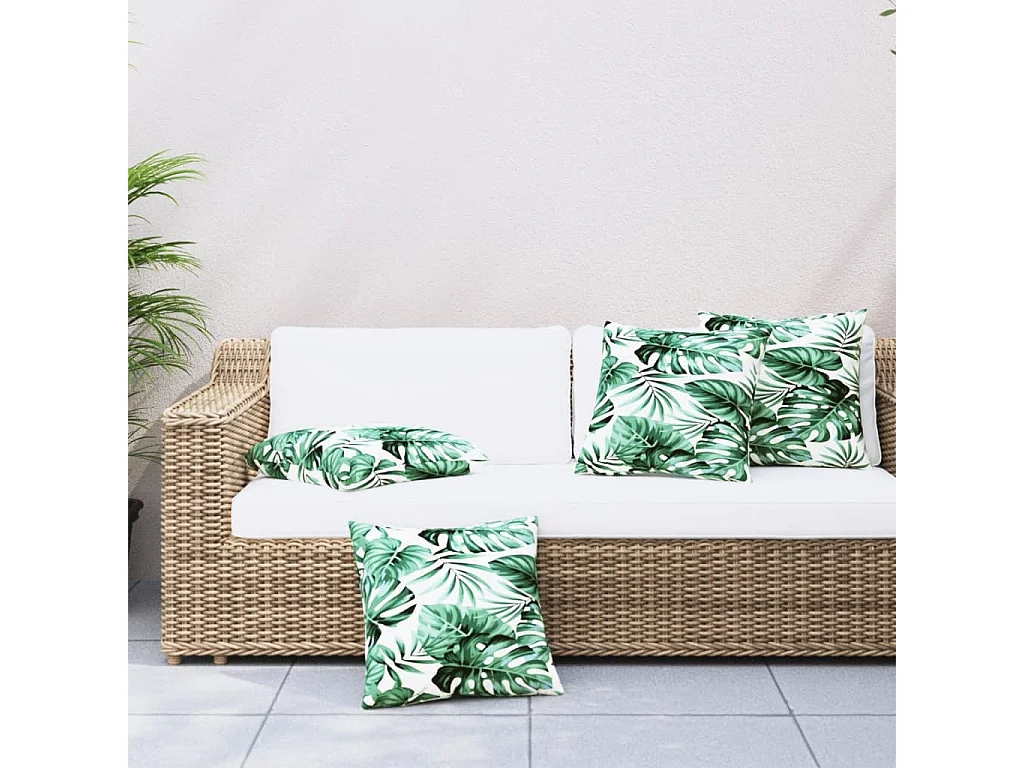 Coussins de canapé lot de 4 motif de feuilles 40x40 cm tissu